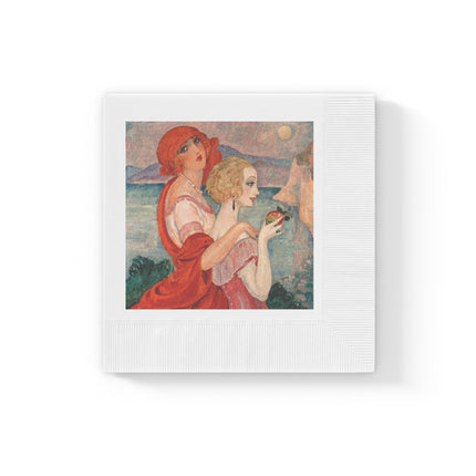Sur la Route d'Anacapri by Gerda Wegener White Coined Napkins