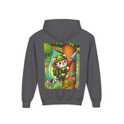 Stealthy Stripes Youth Hooded Sweatshirt – Adventure, Courage & Jungle Spirit
