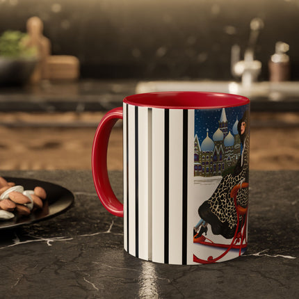 Elegant Winter Woman in Sleigh Colorful Mugs (11oz, 15oz)