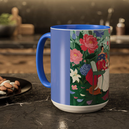 The Ladies Of The Blossoming Vanity Colorful Mugs – Art Deco Floral Elegance