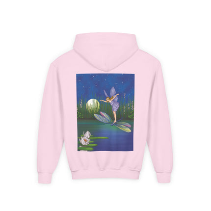 Fairy on a Dragonfly Youth Hooded Sweatshirt – Timeless Magic & Dreamlike Wonder