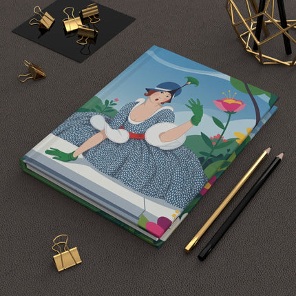 🌺💙 The Lady Of The Peacock Hat Hardcover Journal – Art Deco Garden Elegance
