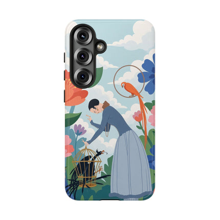 🦜🌺 The Lady Of The Garden Aviary Phone Case – Art Deco Floral Whimsy