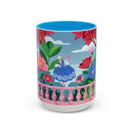 The Lady Of The Blossoming Terrace Colorful Mugs – Art Deco Floral Garden Elegance