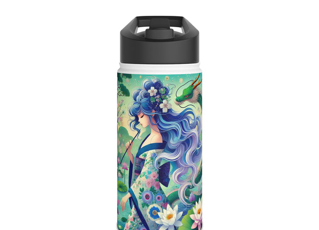 Fairy of the Koi Pond Stainless Steel Water Bottle, Standard Lid