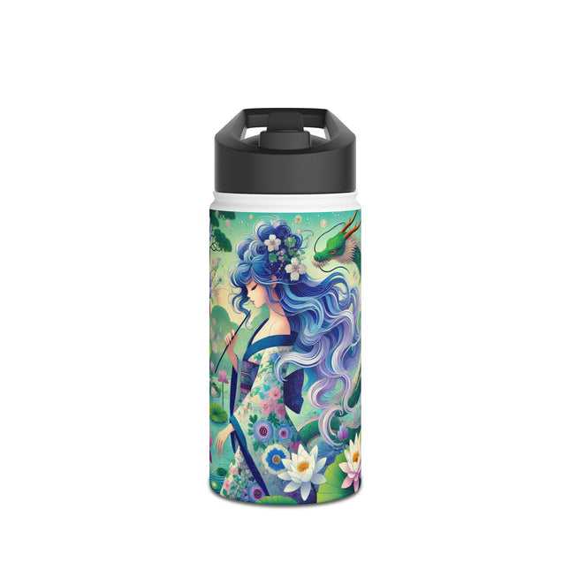 Fairy of the Koi Pond Stainless Steel Water Bottle, Standard Lid