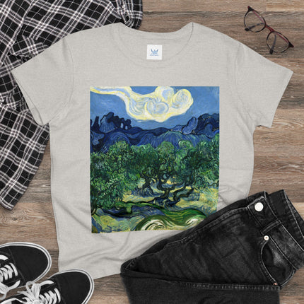 Olive Trees by Vincent Van Gogh Women's Midweight Cotton Tee