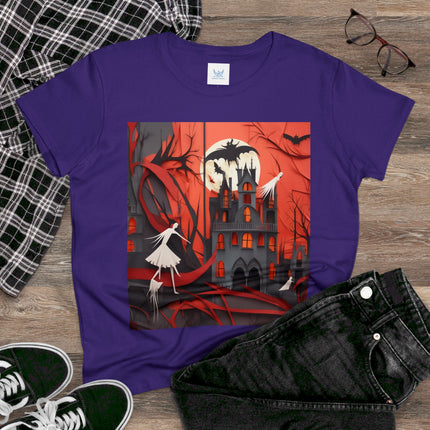 Halloween Night Scene Women's Midweight Cotton Tee