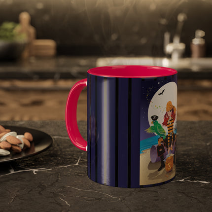 Moonlit Pirate Halloween Colorful Mugs, 11oz