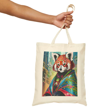 Cybernetic Red Panda Cotton Canvas Tote Bag