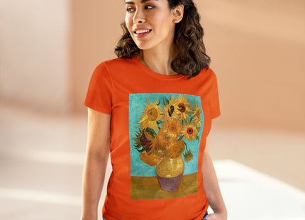Vase with Twelve Sunflowers by Vincent van Gogh Women's Midweight Cotton Tee