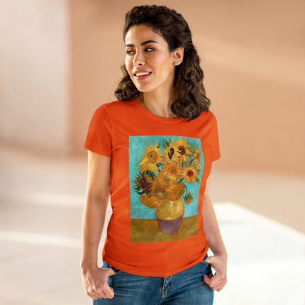 Vase with Twelve Sunflowers by Vincent van Gogh Women's Midweight Cotton Tee
