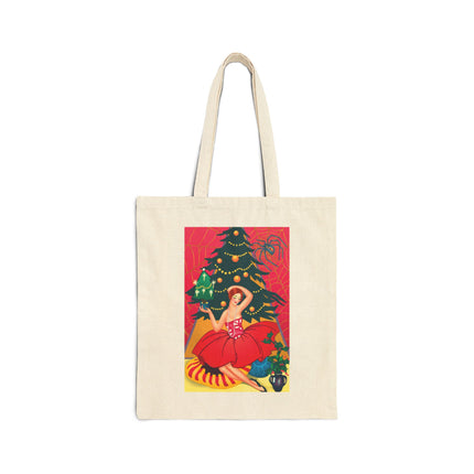 Art Deco Christmas Enchantment Cotton Canvas Tote Bag