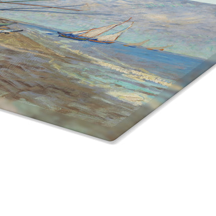 Fishing Boats by Vincent Van Gogh Glass Cutting Board