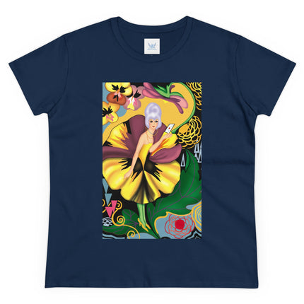Women's Enchanted Pansy Print Midweight Cotton Tee