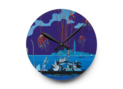Fireworks in Venice by George Barbier Acrylic Wall Clock