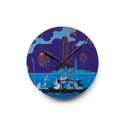 Fireworks in Venice by George Barbier Acrylic Wall Clock