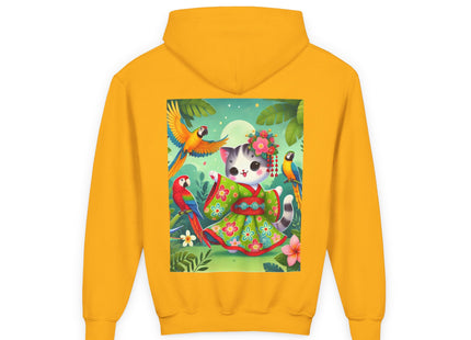 Parrot Dance of the Geisha Kitten Youth Heavy Blend Hooded Sweatshirt