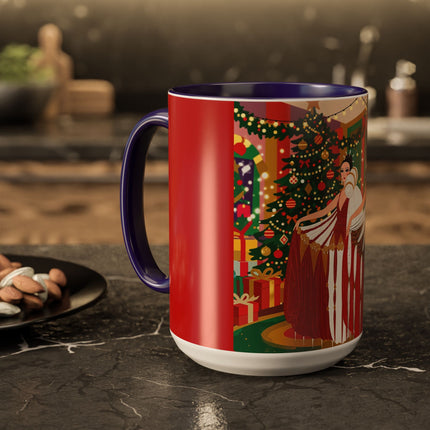 🎄💃 The Christmas Mirror Duet Colorful Mug – Art Deco Holiday Elegance