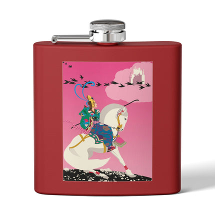 Samurai Princess on the White Steed Flask – Bold Fantasy & Elegant Adventure