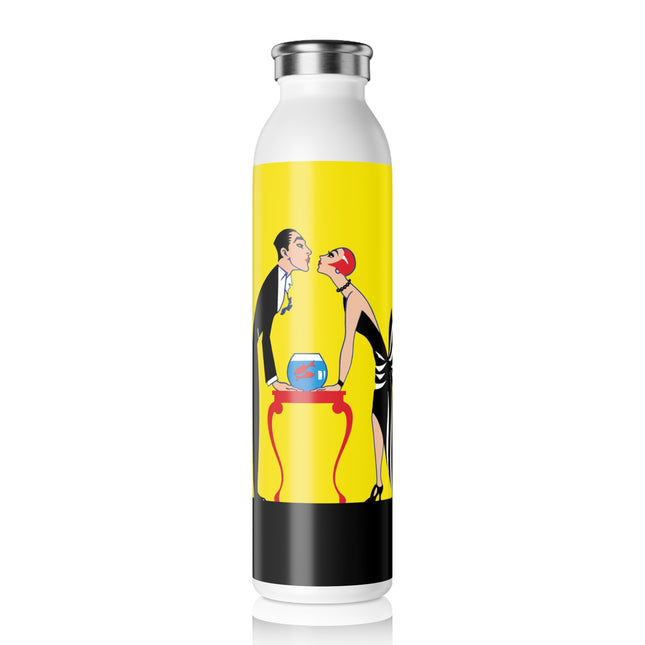 A Moment of Elegance: A Passionate Embrace Amidst Golden Splendor Slim Water Bottle