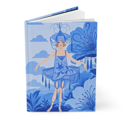 💙🌸 The Lady Of The Sapphire Blossom Garden Hardcover Journal – Art Deco Blue Floral Fantasy