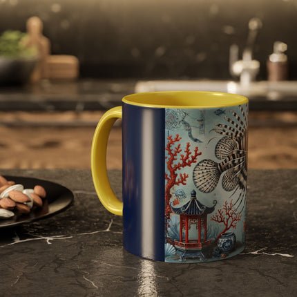 Lionfish & Lantern Colorful Mug – Mystical Ocean & Asian Harmony