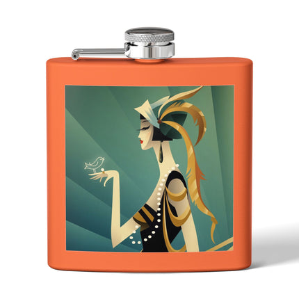 Art Deco Flapper with Bird Flask – Elegant Glamour & Timeless Style