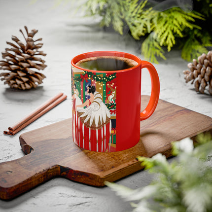 🎄💃 The Christmas Mirror Duet Colorful Mug – Art Deco Holiday Elegance