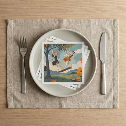 🌳🌺 The Ladies Of The Garden Swing Napkins – Art Deco Floral Adventure