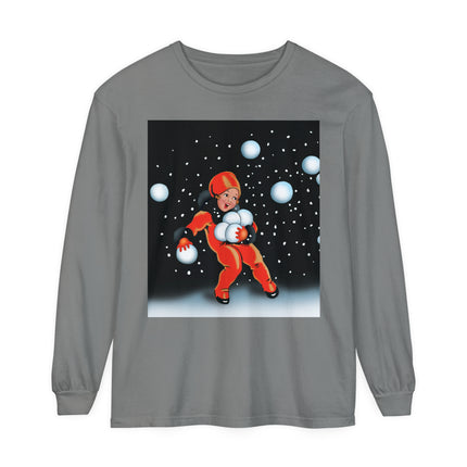 Festive Snowball Unisex Garment-dyed Long Sleeve T-Shirt