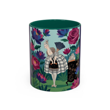 The Lady Of The Lotus Garden Colorful Mugs – Art Deco Botanical Elegance