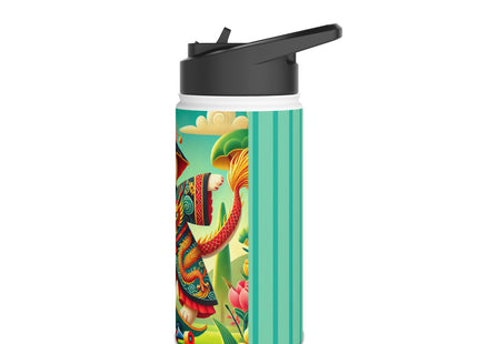 Dragon Dance on Wheels Stainless Steel Water Bottle, Standard Lid