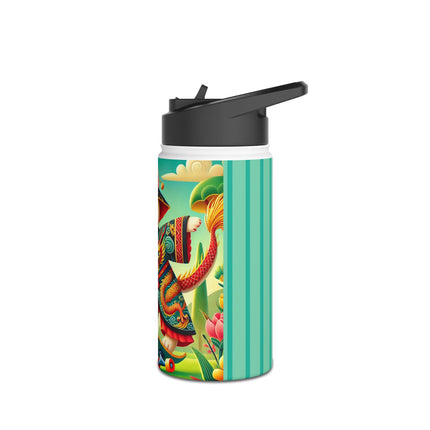 Dragon Dance on Wheels Stainless Steel Water Bottle, Standard Lid