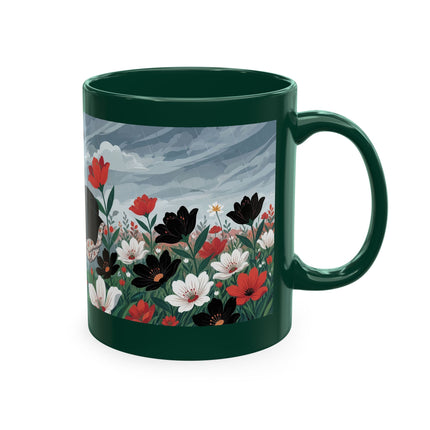 🌺☔ The Lady In The Stormy Flower Garden Ceramic Mug – Art Deco Fashion Elegance