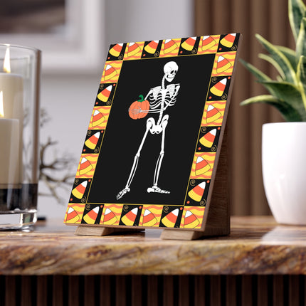 Candy Corn Skeleton Ceramic Tile