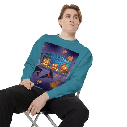 Whimsical Halloween Mischief Unisex Garment-Dyed Sweatshirt