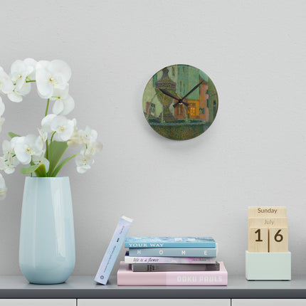 La Fontaine, Saint-Paul De Vence by Henri Le Sidaner Acrylic Wall Clock, Round & Square