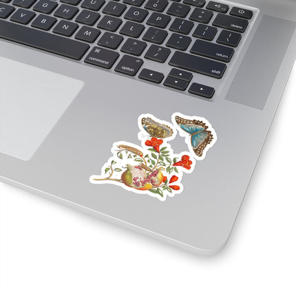 Blue Butterflies and Pomegranate by Maria Sibylla Merian Kiss-Cut Stickers (4 Sizes)