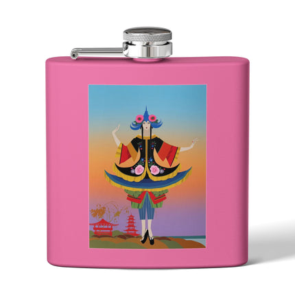Kabuki Dancer at Twilight Flask – Elegant Performance & Vibrant Fantasy