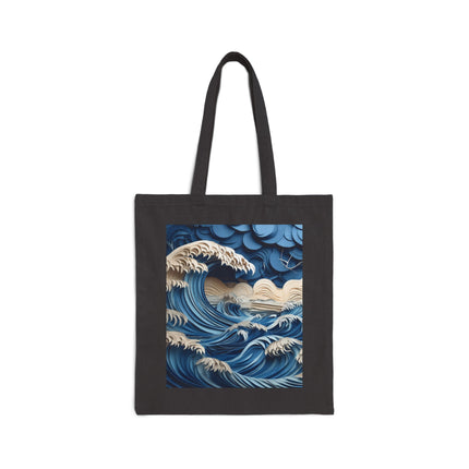 Dramatic Ocean with Crashing Waves Cotton Canvas Tote Bag