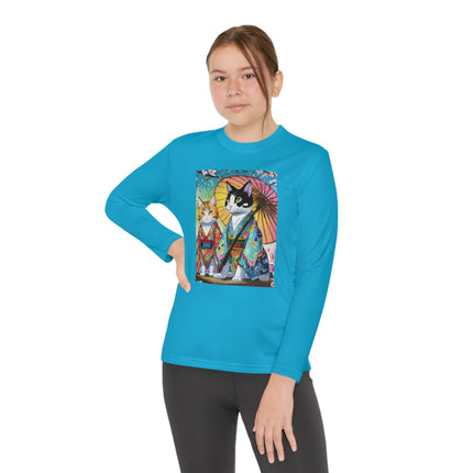 Kimono Kitties Youth Long Sleeve Competitor Tee – Anime Charm & Whimsical Elegance