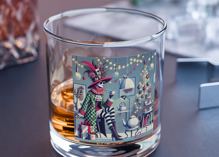 Whimsical Christmas Tea Party Rocks Glass, 10oz