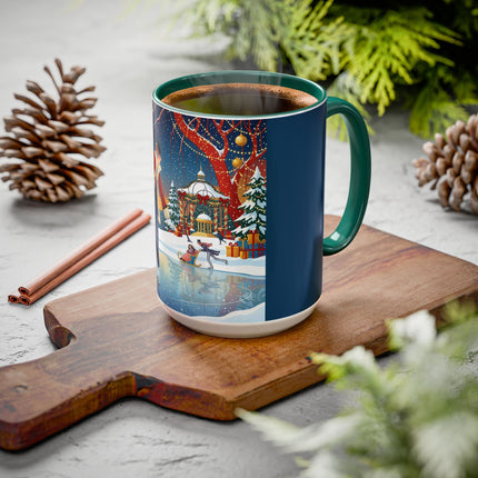 ⛸️🎄 The Christmas Skating Pavilion Colorful Mug – Art Deco Holiday Fantasy