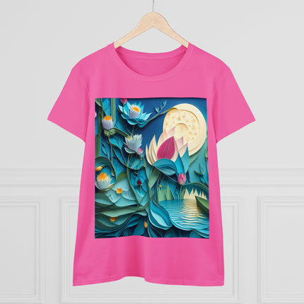 Ethereal Moonlit Lake Women's Midweight Cotton Tee