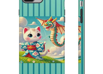 Geisha Kitten and the Dragon Kite Phone Cases