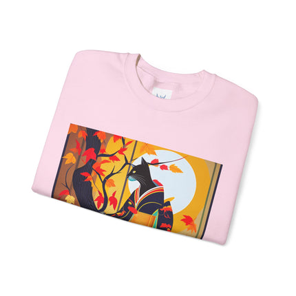 Black Cat in Kimono Unisex Heavy Blend™ Crewneck Sweatshirt