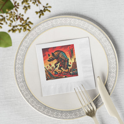 The Cunning Scavenger White Coined Napkins