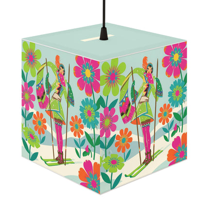 🎿🌸 The Winter Flower Adventurer Light Cube Lamp – Colorful Ski Fantasy