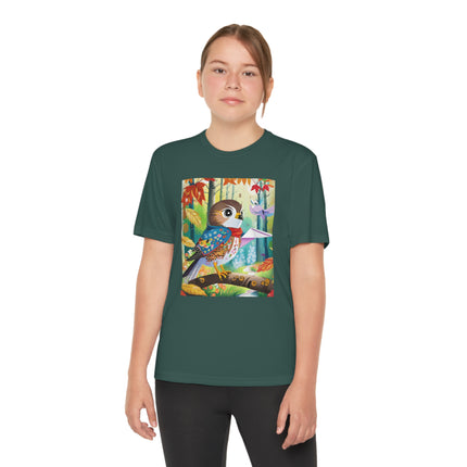 Baby Hawk Plays in Forest Youth Competitor Tee